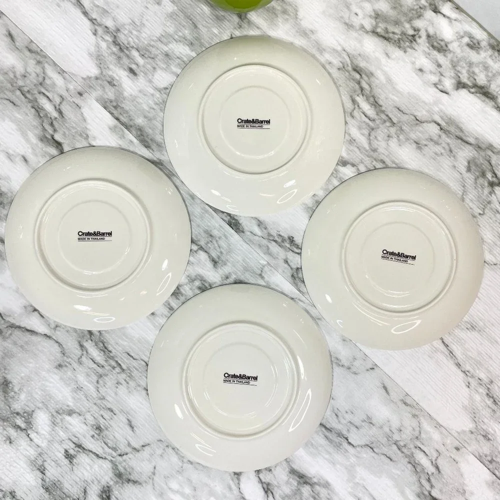 Crate & Barrel Hamptons Green Coffee Tea Cups and Saucers 7 Pieces